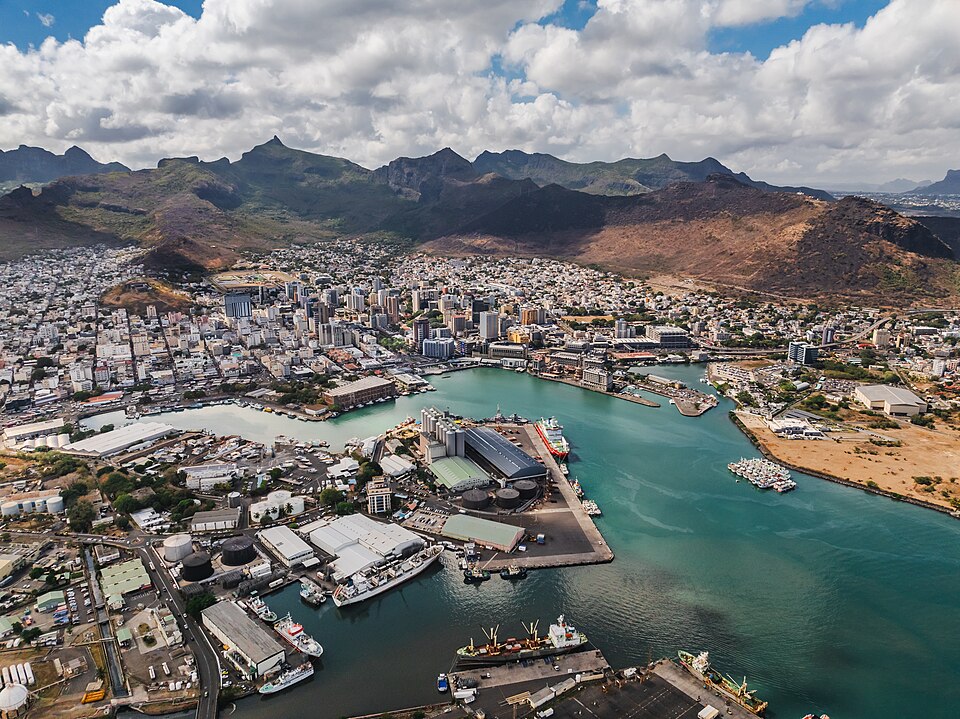 The streets and waterfront of Port Louis, Mauritius